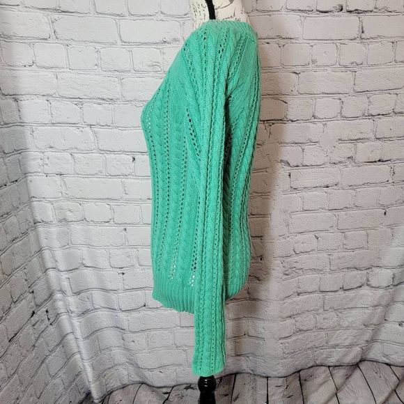 Old Navy Perfect Fit Green Open Knit Pullover Sweater Womens - Picture 3 of 6
